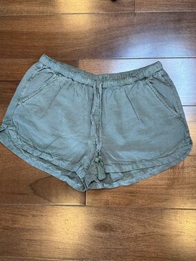 AERIE Olive Green Tassel Drawstring Shorts